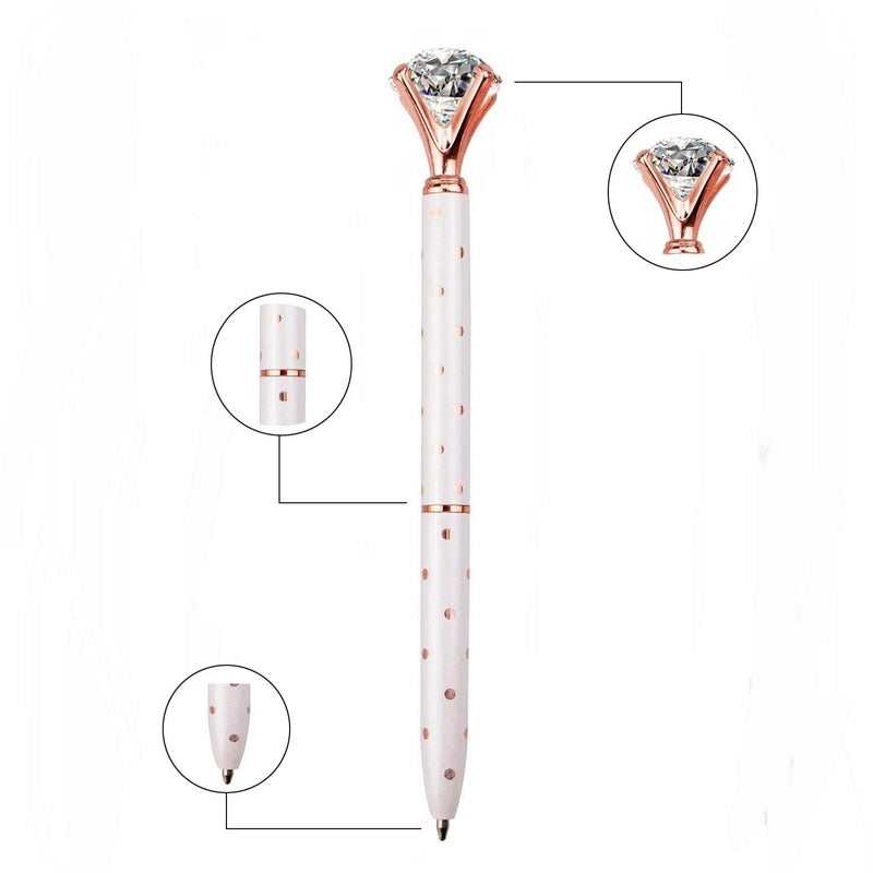 LONGKEY Diamond Pens Large Crystal Diamond Ballpoint Pen Bling Metal Ballpoint Pen Office and School (4pack) - Image 5